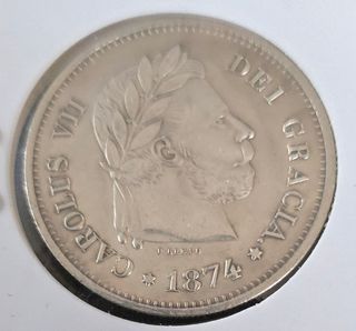 Moneda Antigua carlista 5 pesetas
