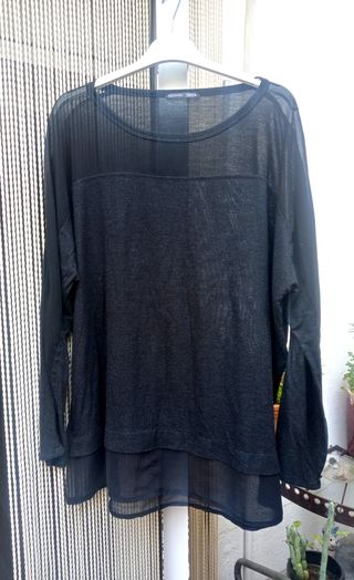 Suéter Zara Negro Transparencias T L