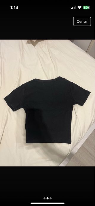 Top Bershka manga corta negro talla XS