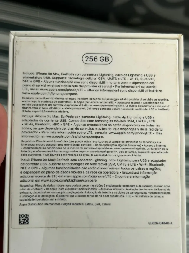 Caja vacía para iPhone XS Max 256 Gb Gold