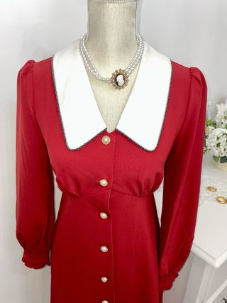 Vestito Vero Moda rosso con colletto bianco