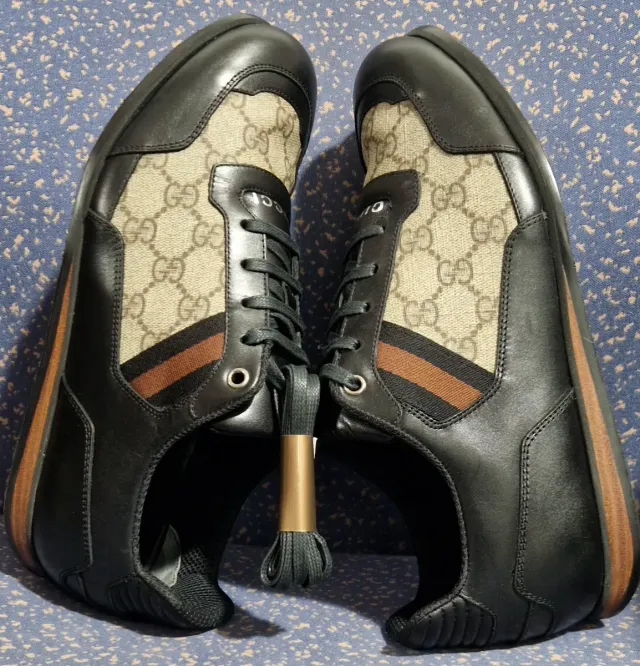 Zapatillas Gucci Canvas GG Monograma Lona y Piel.