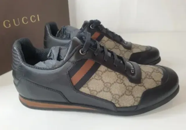 Zapatillas Gucci Canvas GG Monograma Lona y Piel.