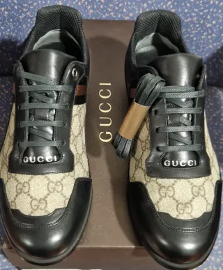 Zapatillas Gucci Canvas GG Monograma Lona y Piel.