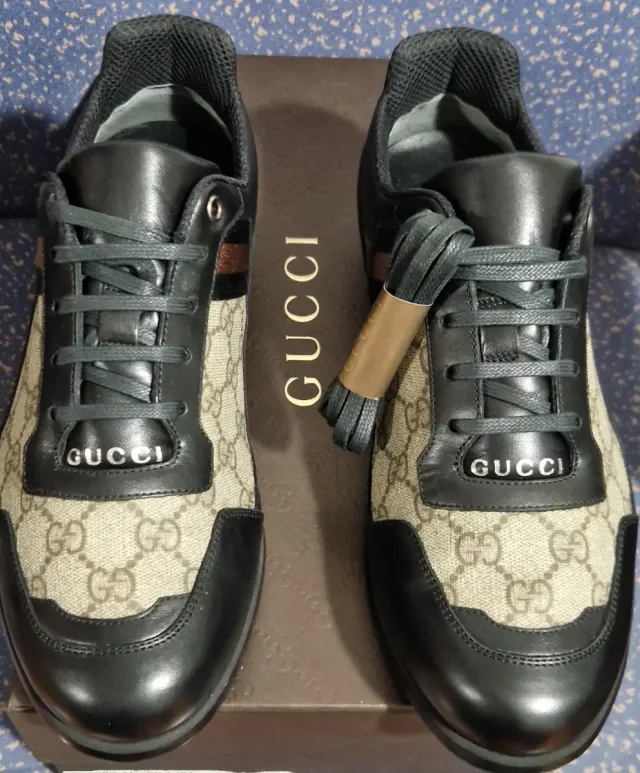 Zapatillas Gucci Canvas GG Monograma Lona y Piel.