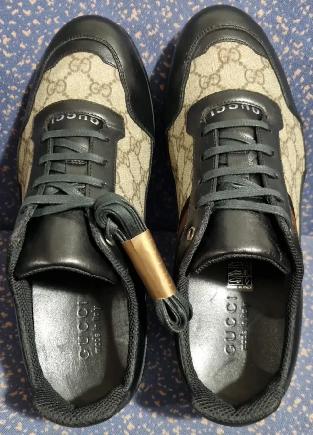 Zapatillas Gucci Canvas GG Monograma Lona y Piel.