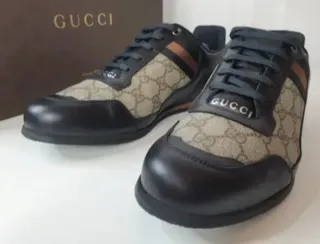 Zapatillas Gucci Canvas GG Monograma Lona y Piel.