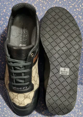 Zapatillas Gucci Canvas GG Monograma Lona y Piel.