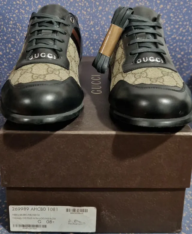 Zapatillas Gucci Canvas GG Monograma Lona y Piel.