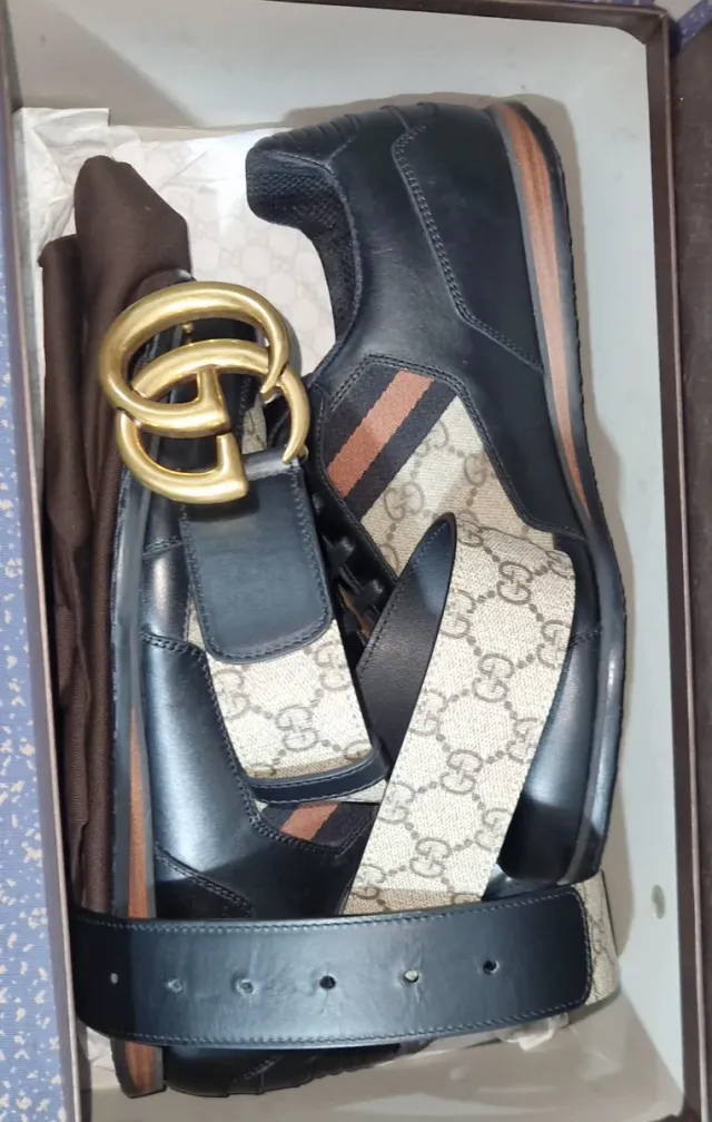 Sneakers + Cintura Gucci Canvas GG Monograma