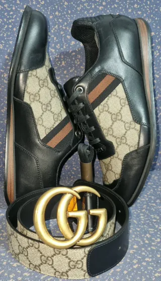 Zapatilla + Cinturón Gucci Canvas GG Monograma.