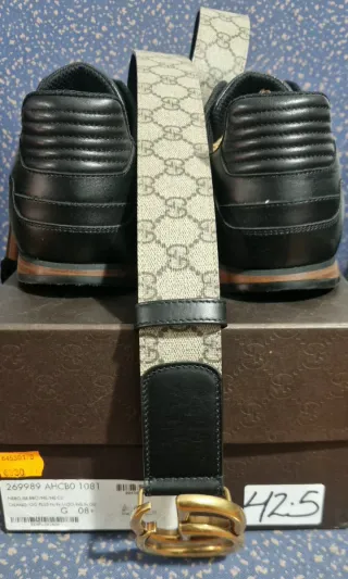Zapatilla + Cinturón Gucci Canvas GG Monograma.