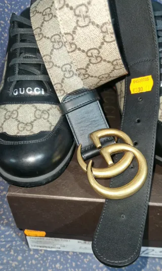 Zapatilla + Cinturón Gucci Canvas GG Monograma.