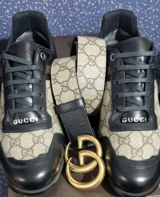 Zapatilla + Cinturón Gucci Canvas GG Monograma.