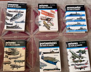 Lote 6 de libros de aviones, destructores, barcos