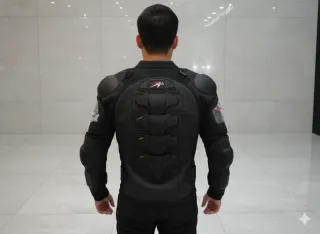 Chaqueta Motera Negra con Protecciones