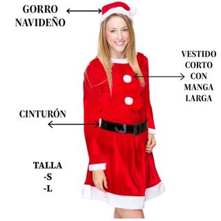 Disfraz Mamá Noel Talla S - Vestido Rojo Clásico