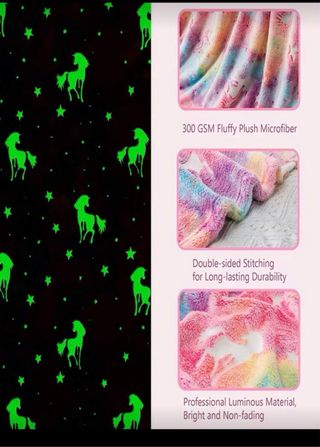 Manta Unicornio Luminosa Multicolor de 130x150