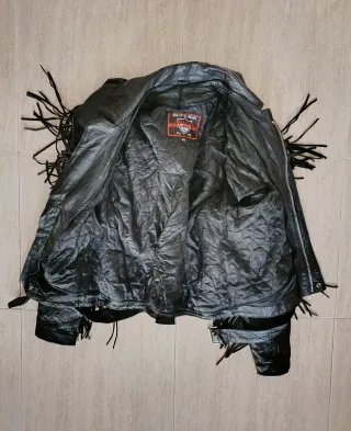 Cazadora con flecos trampero cuero auténtico M/L