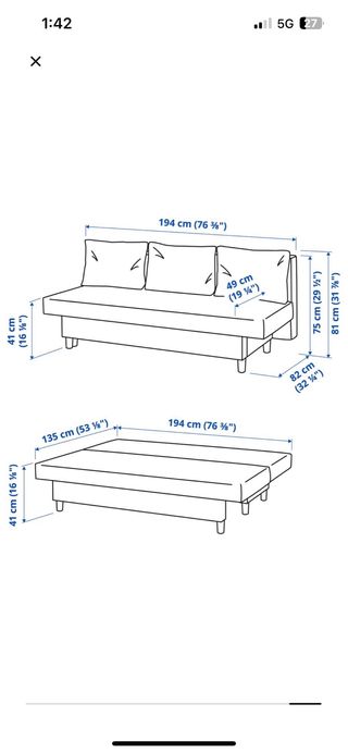 Sofá Cama Ikea Älvsdalen Gris