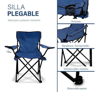 3 Sillas de Camping Gris Plegables Nuevass