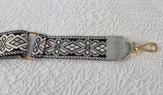 Correa para Bolso Oro-Piel - Negro-Blanco