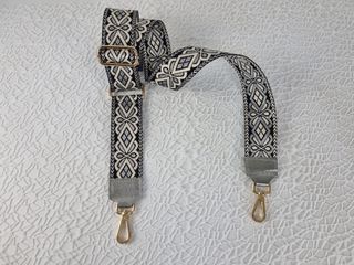 Correa para Bolso Oro-Piel - Negro-Blanco