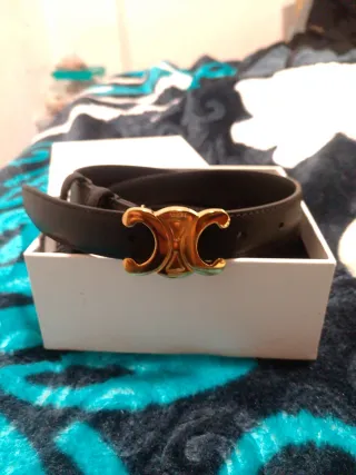 Cinturón Celine Negro y Dorado