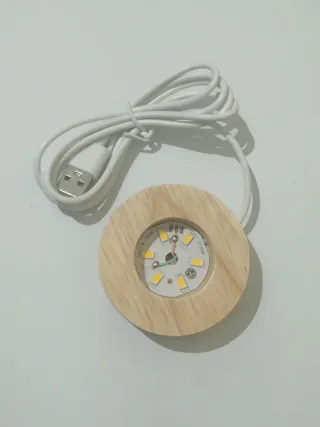 Bola Cristal Luna 3D LED + Base Madera