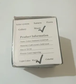 Bola Cristal Luna 3D LED + Base Madera