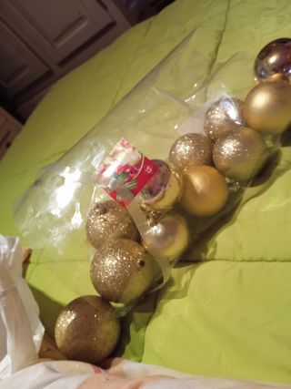 2 Cajas Bolas Navidad Doradas