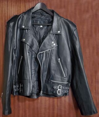 Cazadora Biker Cuero Negra