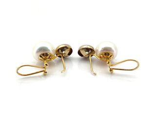 pendientes oro 18k con piedra con circonita,perla
