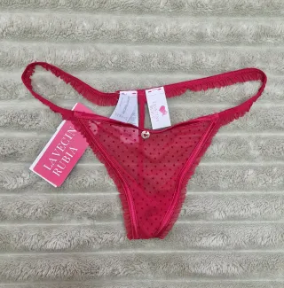 Tanga de encaje rojo - Talla única