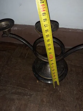 Candelabro de metal para 3 velas 15cm alto ver