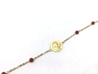 pulsera oro 18k con piedra con coral