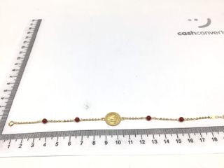 pulsera oro 18k con piedra con coral