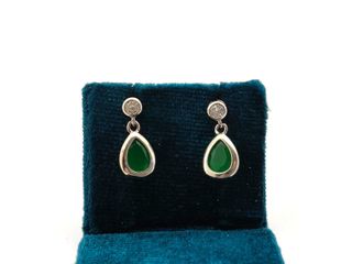 pendientes plata 925mm con piedra con circonita