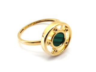 sortija oro 18k con piedra con malaquita t. 14 (17,2 mm)