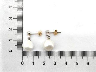 pendientes oro 18k con piedra con circonita,perla