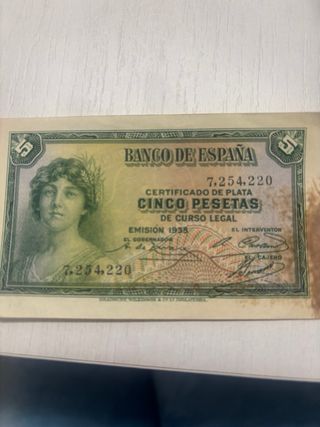 Billete 5 Pesetas Banco de España