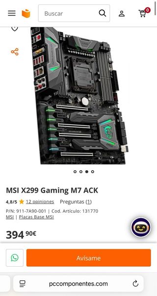MSI X299 Gaming M7 ACK Placa Base