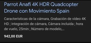 Parrot Anafi - Dron cuadricóptero 4K HD