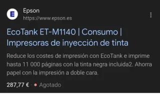 Impresora Epson EcoTank ET-M1140 Monocromo A4