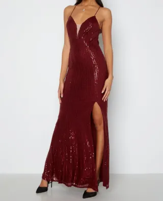 Vestido fiesta lentejuelas rojo Bubbleroom