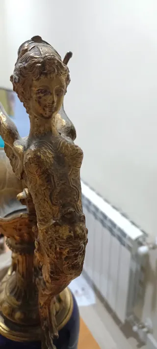 Jarrón Antiguo  Cerámica Azul Ánfora