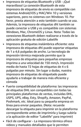 Impresora de etiquetas Bluetooth DHL D520BT.