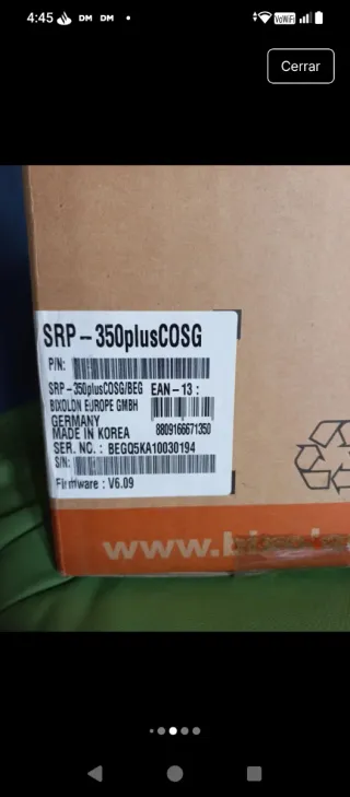 Impresora de Tickets Bixolon Negra/Gris