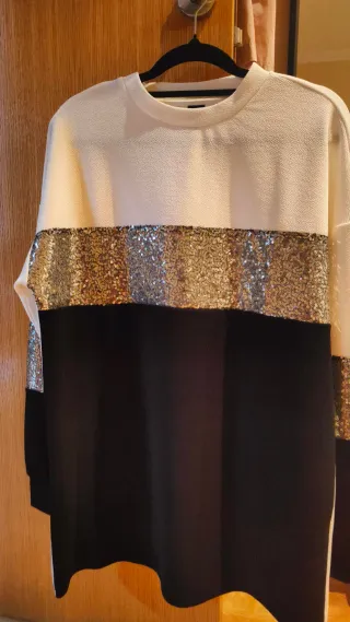 Jersey fiesta lentejuelas blanco y negro