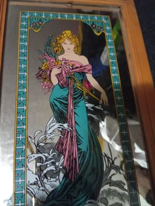 Specchio vintage Alphonse Mucha Primavera